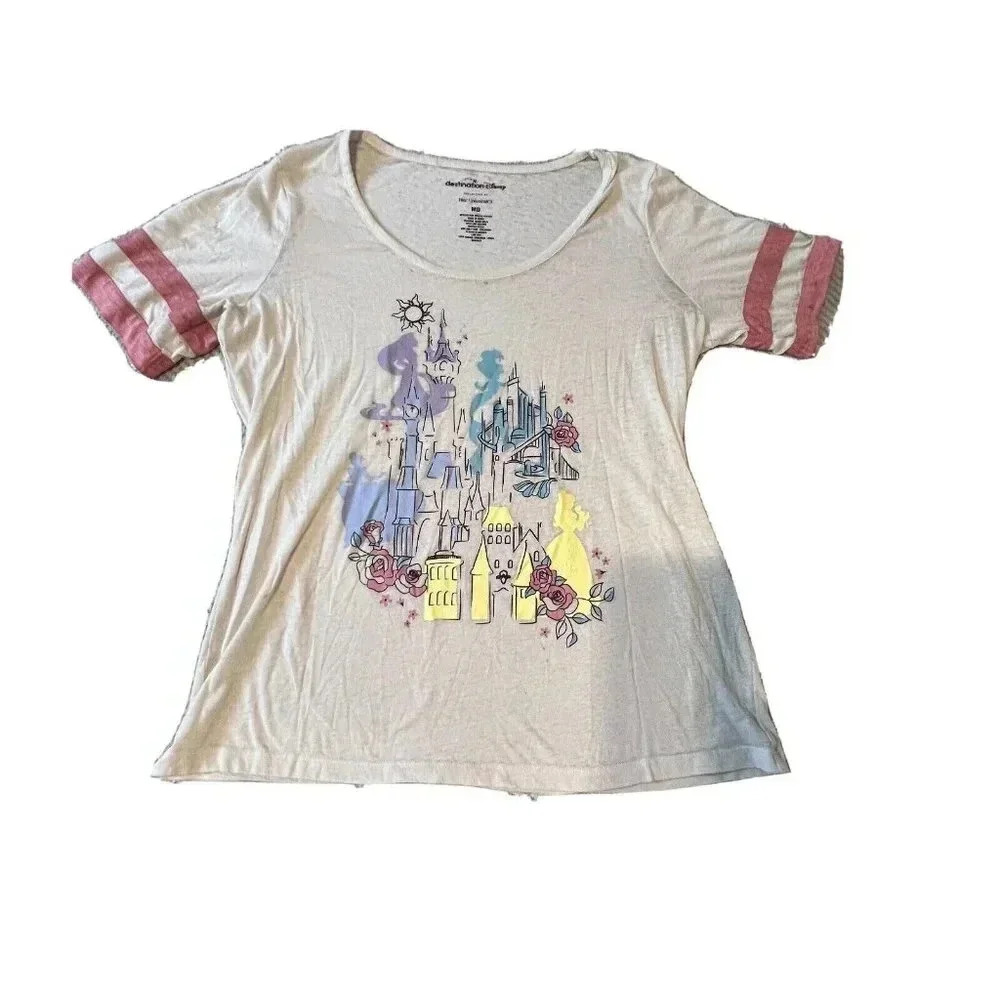 Her Universe Womens Destination Disney Princess‎ Graphic Tshirt Sz M Flaw Castle